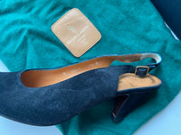 Polo Ralph Lauren Black Suede Slingback Pumps Sz 8.5 Italy