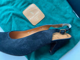 Polo Ralph Lauren Black Suede Slingback Pumps Sz 8.5 Italy