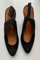 Polo Ralph Lauren Black Suede Slingback Pumps Sz 8.5 Italy