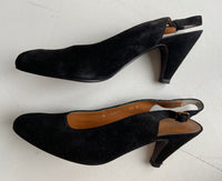 Polo Ralph Lauren Black Suede Slingback Pumps Sz 8.5 Italy