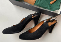 Polo Ralph Lauren Black Suede Slingback Pumps Sz 8.5 Italy