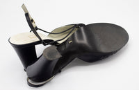 Vintage Ruched Black Leather Heels Jacobson's Made in Spain Sz 8 AA or N