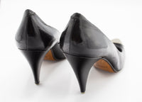 Punky Vintage Metal Captoe Black Leather Rocker Pumps by Allure Made in Spain Sz 6 N
