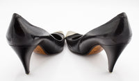 Punky Vintage Metal Captoe Black Leather Rocker Pumps by Allure Made in Spain Sz 6 N