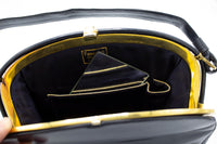 1960s Finnigans of Bond St. London Navy / Black Leather Frame Handbag