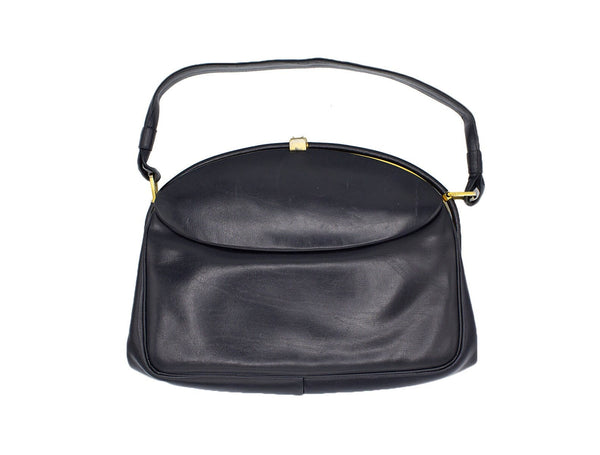 1960s Finnigans of Bond St. London Navy / Black Leather Frame Handbag