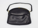1960s Finnigans of Bond St. London Navy / Black Leather Frame Handbag