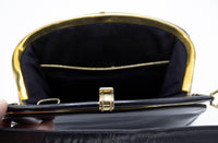 1960s Finnigans of Bond St. London Navy / Black Leather Frame Handbag