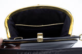 1960s Finnigans of Bond St. London Navy / Black Leather Frame Handbag