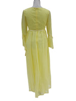 Long Vintage Yellow Bridesmaid Dress with Bell Sleeves Sz 11 Fits like 6 or 8 Belle Beauty Costume