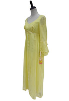 Long Vintage Yellow Bridesmaid Dress with Bell Sleeves Sz 11 Fits like 6 or 8 Belle Beauty Costume