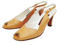 Vintage BALLY Switzerland Leather Slingback Peeptoe Pump Sz 6 B ITALY