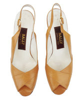 Vintage BALLY Switzerland Leather Slingback Peeptoe Pump Sz 6 B ITALY