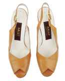 Vintage BALLY Switzerland Leather Slingback Peeptoe Pump Sz 6 B ITALY