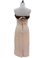 Fantastic Genuine Fur-Trimmed Halter Peach Lace Dress Sz 4-6