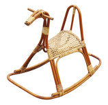 Sculptural Vintage Rattan Rocking Horse