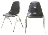 Herman Miller Grey Side Shell Chairs, pair