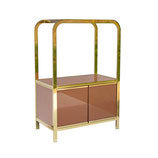DIA Design Institute of America Brass Etagere with Peach Reverse Painted Glass