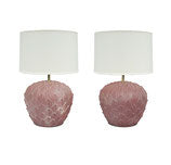 Serge Roche Style Ceramic Palm Table Lamps, pair