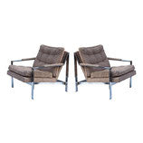 Flatbar Lounge Chairs after Milo Baughman, pair
