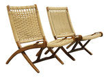 Wegner Style Rope Seat Folding Chairs