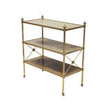 Petite Leather-Lined Brass Etagere or Bookshelf by Baker