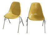 Herman Miller Ochre Side Shell Chairs, pair