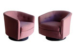 Pair Tufted Swivel Chairs by Milo Baughman
