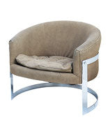 Milo Baughman Style Chrome Barrel Back Chair