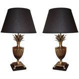 Pair Decorator Brass Pineapple Lamps