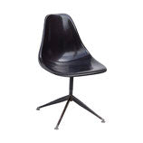 Black Fiberglass Swivel Shell Chair with Pyramidal Base