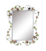 Italian Tole Mirror with Pale Pink Roses, 19" x 24"