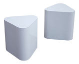 Triangular End Tables in White Laminate, pair