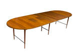 Oval Walnut Dining Table with Brass Edges by Paul McCobb - 6 Leaves