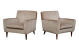 Pair Paul McCobb Velvet Club Chairs