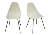 Midcentury Fiberglass Shell Chairs in Parchment- 2 Available