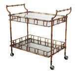 Maison Bagues Style Gilt Bar Cart in Faux Bamboo