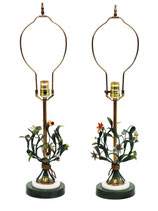 Pair of Italian Tole Floral Table Lamps by Tyndale Chicago