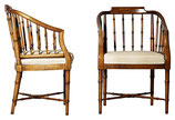 Hollywood Regency Faux Bamboo Chairs, Pair