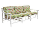 Faux Bamboo White PVC Outdoor Patio Sofa 72 in