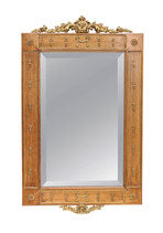 Spanish Combed Oak Mirror with Gilt Decoration
