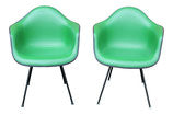 Pair of Eames Arm Shell Chairs in Green