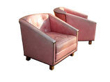 Pair Pink Leather Baker Chairs