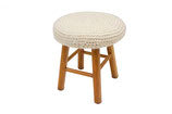Round Stool with Crocheted Top