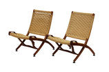Wegner-Style Rope Seat Folding Chairs, pair #1