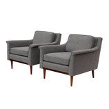 Midcentury Armchairs with Curved Arms, pair