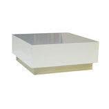 Square White Coffee Table on Brass Base