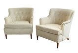 Tufted Midcentury Full Size Chairs, pair