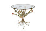 Round Side Table in an Italian Tole Floral Bouquet