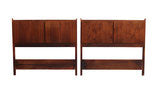 Twin Midcentury Walnut Headboards, pair